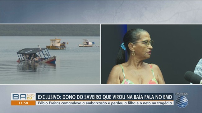 Esposa de comandante do barco que virou na Bahia nega frete para travessia