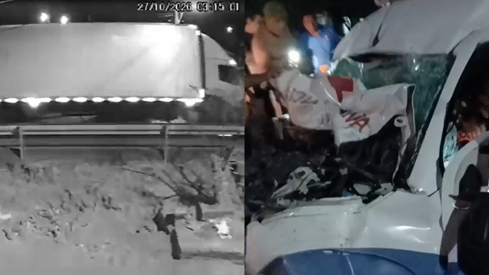 Vídeo mostra momento em que veículos colidem. — Foto: Lidemberg Melo; Reprodução.