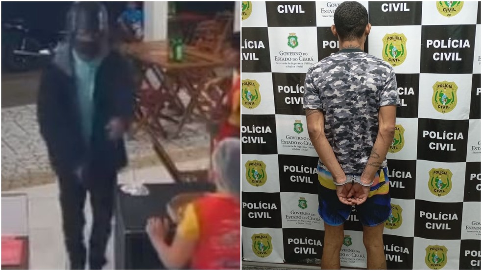 Homem de 26 anos é preso por matar outro dentro de lanchonete no Crato. — Foto: Reprodução
