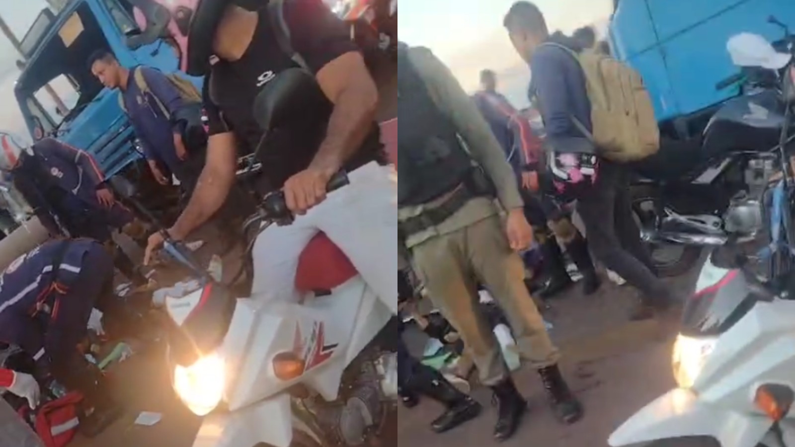 Mulher morre e homem fica ferido em acidente entre moto e carretas na Ponte Nova, entre Teresina e Timon