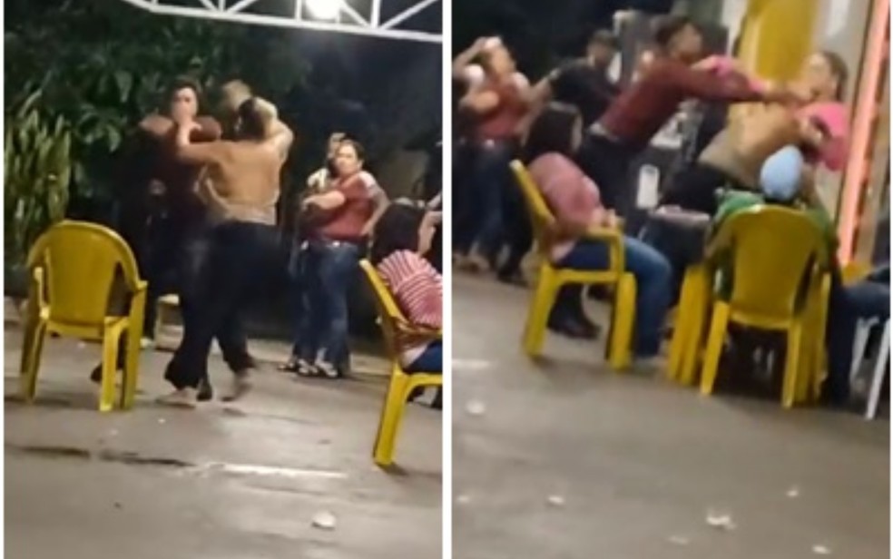 Cantor é filmado agredindo a mãe durante briga em frente a distribuidora em Guapó, Goiás — Foto: Divulgação/Polícia Civil