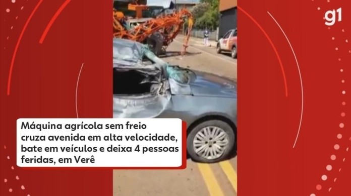 Acidente entre máquina agrícola e carro deixa três pessoas feridas, em  Tupãssi 