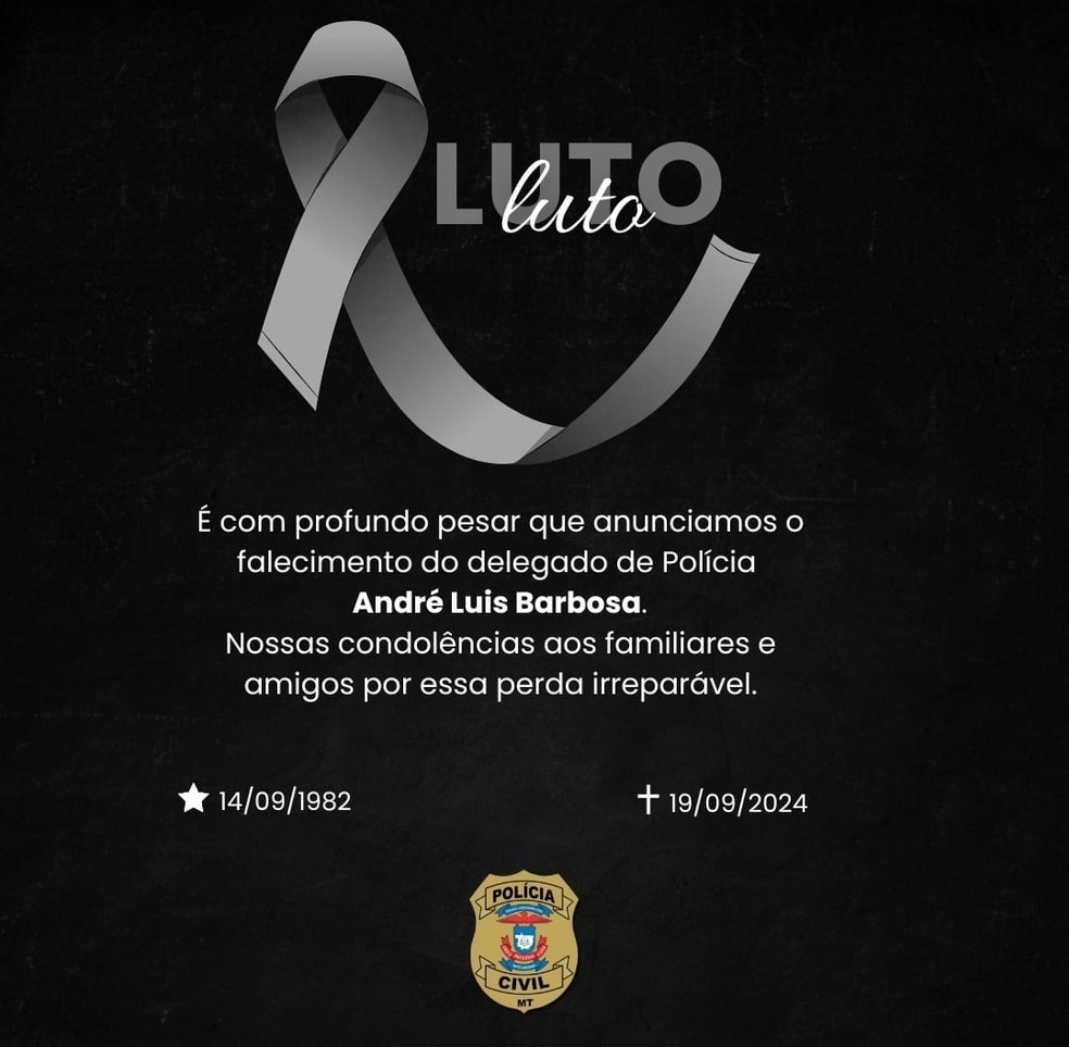 Polícia Civil lamenta morte de delegado — Foto: Polícia Civil