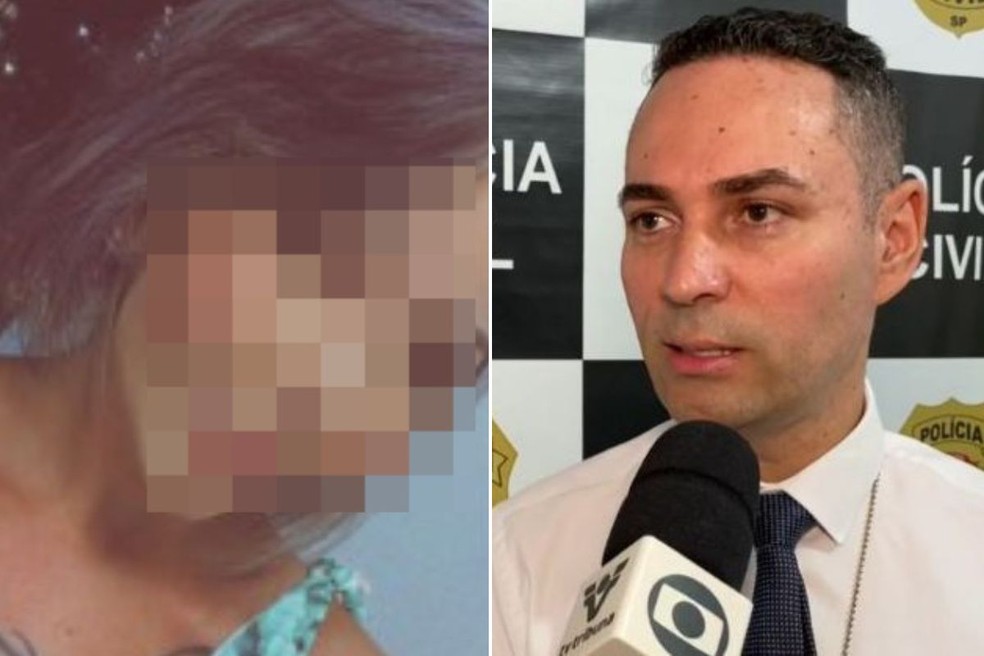 Delegado Rodrigo Martins Iotti informou que professora só responderá criminalmente se estudante disser que foi coagido, ameaçado ou violentado — Foto: Arquivo pessoal e g1 Santos