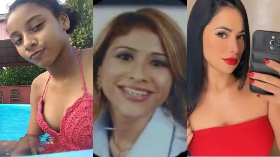 Da esquerda para a direita: Vitória Metzge, Liliane Alves Lima e Jaiane Lemos. Todas foram vítimas de feminicídio em Rondônia e mortas na presença dos filhos. — Foto: Reproduação/Redes sociais