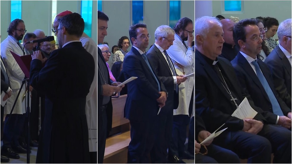 Médicos que realizaram o procedimento de Leão XIV participaram de uma missa antes de entrar na sala de cirurgia — Foto: Reprodução: Vaticano