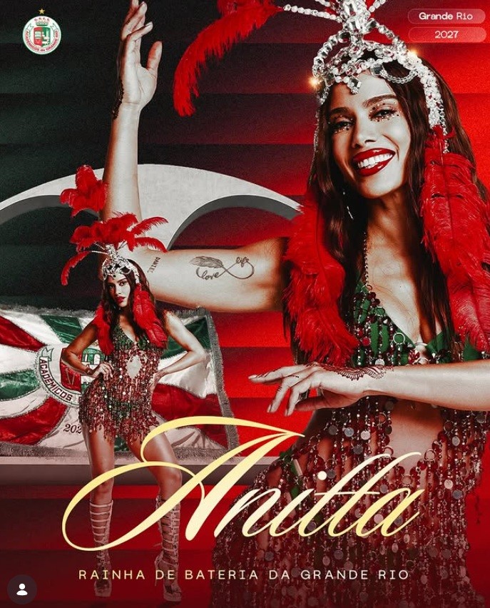 Anitta é confirmada como rainha de bateria da Grande Rio em 2027