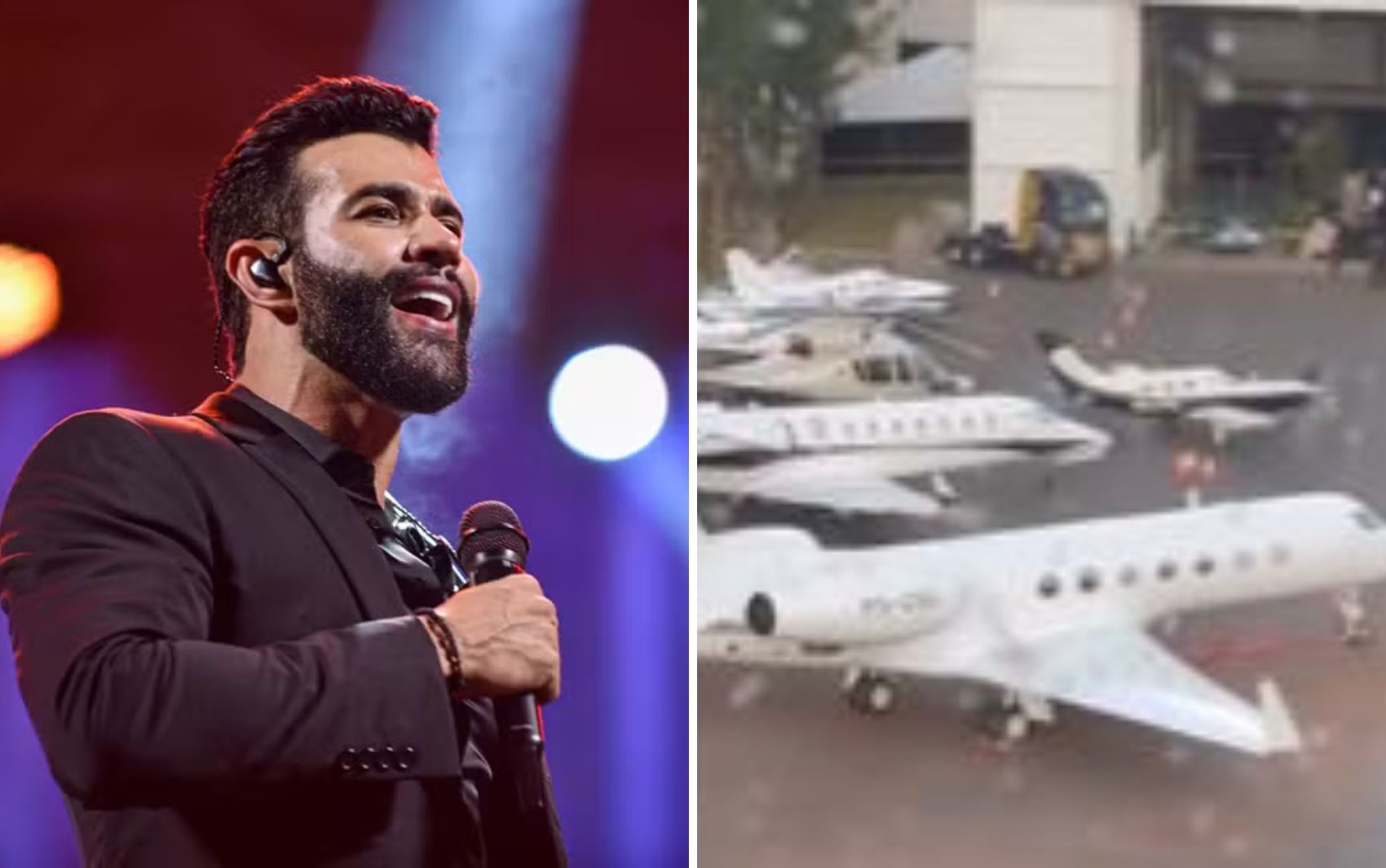 Gusttavo Lima recebe famosos em casa, e quantidade de aviões chama atenção