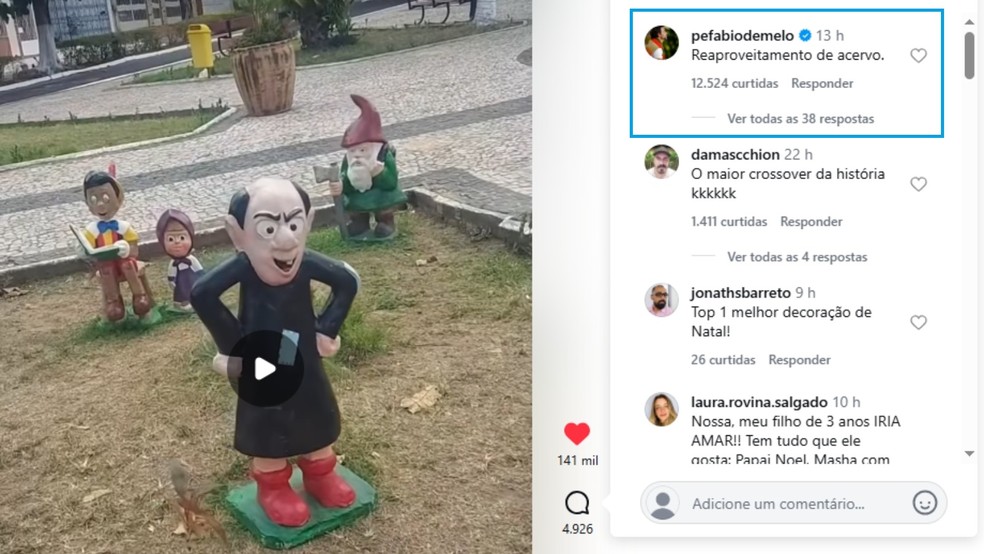 Padre Fábio de Melo comenta decoração natalina de Ibiapina que viralizou nas rede sociais — Foto: Reprodução