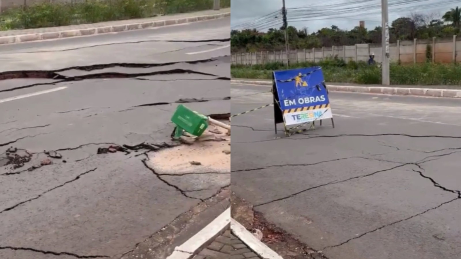 Rachaduras em asfalto provocam interdição de trecho de avenida em Teresina