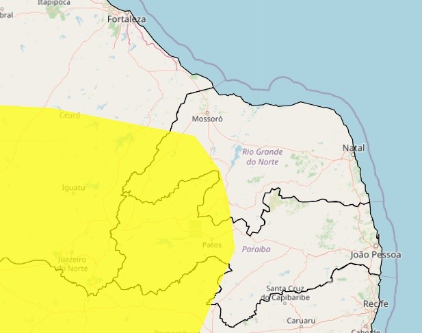 Inmet alerta para baixa umidade em 54 municípios do RN; veja lista