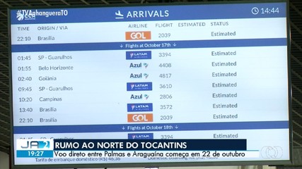 Novo voo entre Palmas e Araguaína começa a operar na quarta-feira (22)