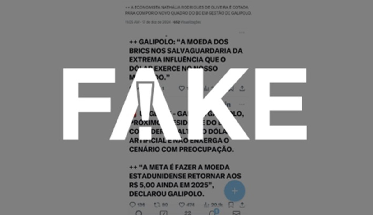 É #FAKE que futuro presidente do Banco Central disse que considera 'artificial' a alta do dólar