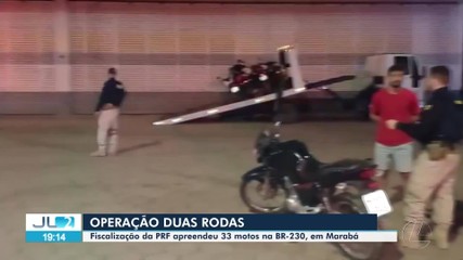 Fiscalização da Polícia Rodoviária Federal apreende 33 motos na BR-230, em Marabá