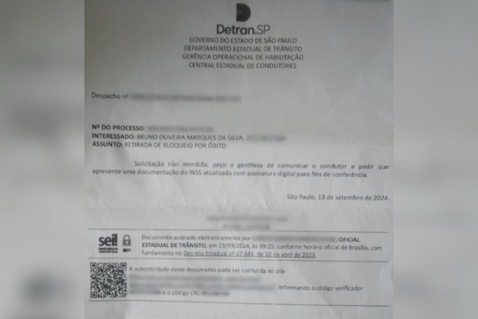 Bruno tenta renovar a CNH há quase um mês  — Foto: Arquivo pessoal