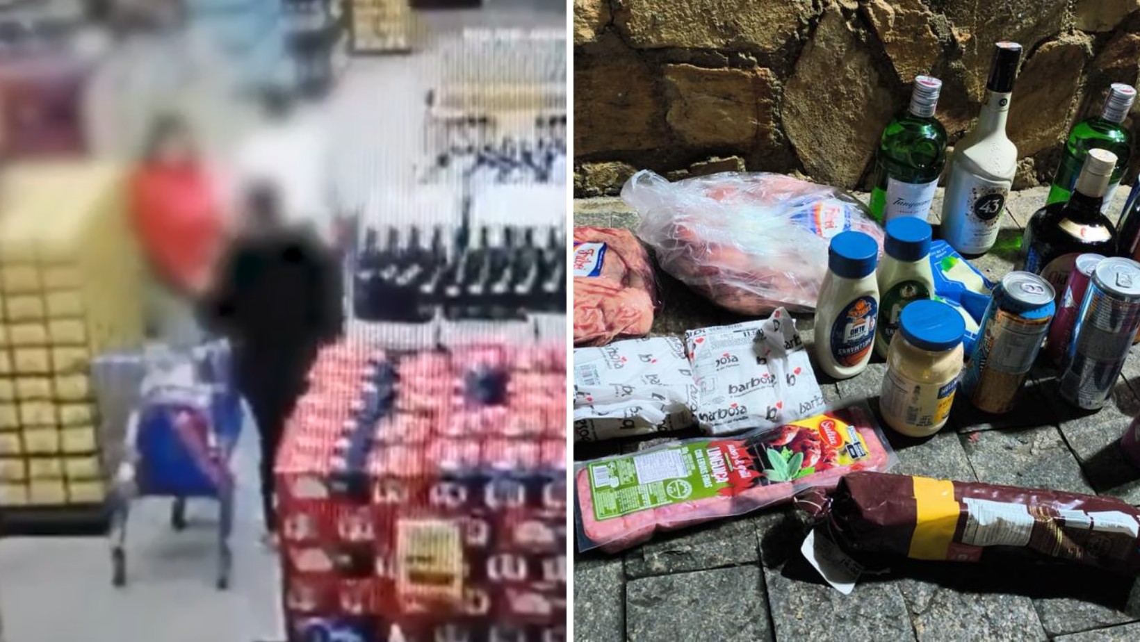 VÍDEO: trio é flagrado furtando carnes, whisky e energéticos em supermercado de São José