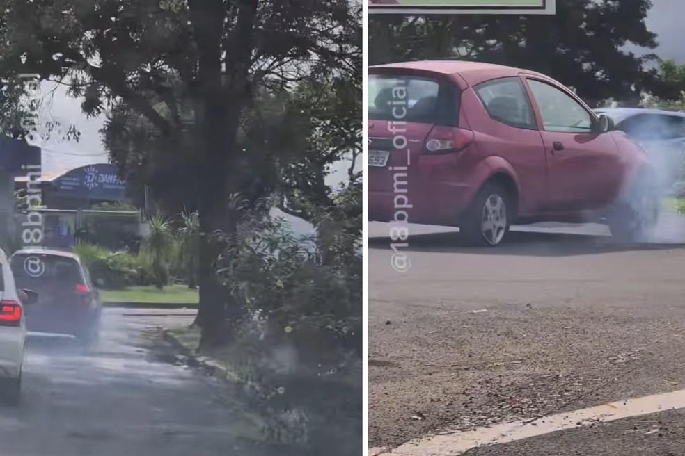 Motorista tenta fugir com carro furtado e é preso durante perseguição da polícia em Presidente Prudente — Foto: Reprodução/Polícia Militar