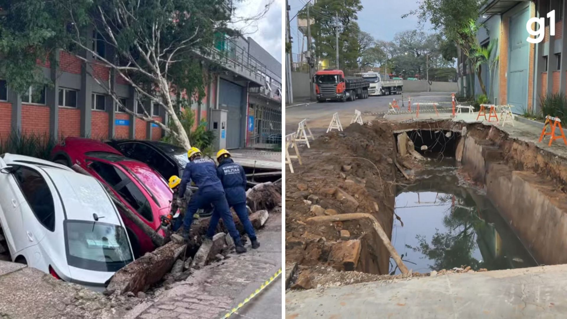 
Calçada que cedeu e 'engoliu' carros não podia funcionar como estacionamento, diz Prefeitura de Porto Alegre