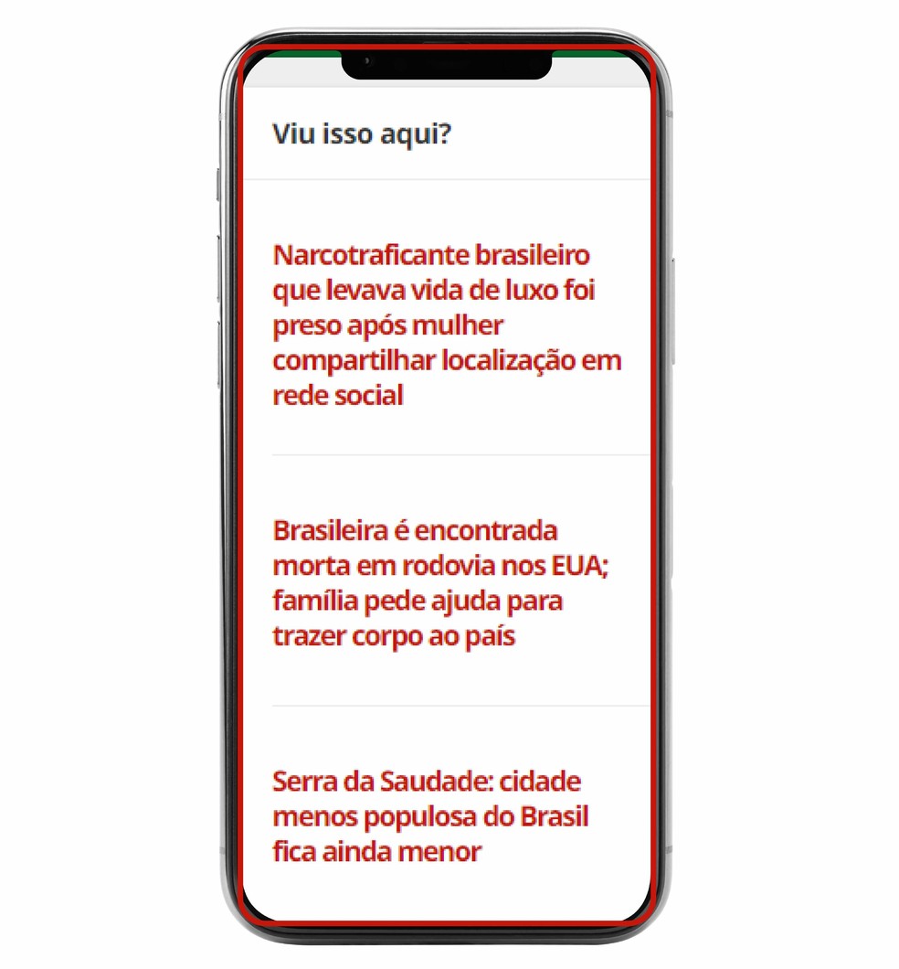 Conteúdo recomendado na capa do g1 — Foto: Juan Silva/g1