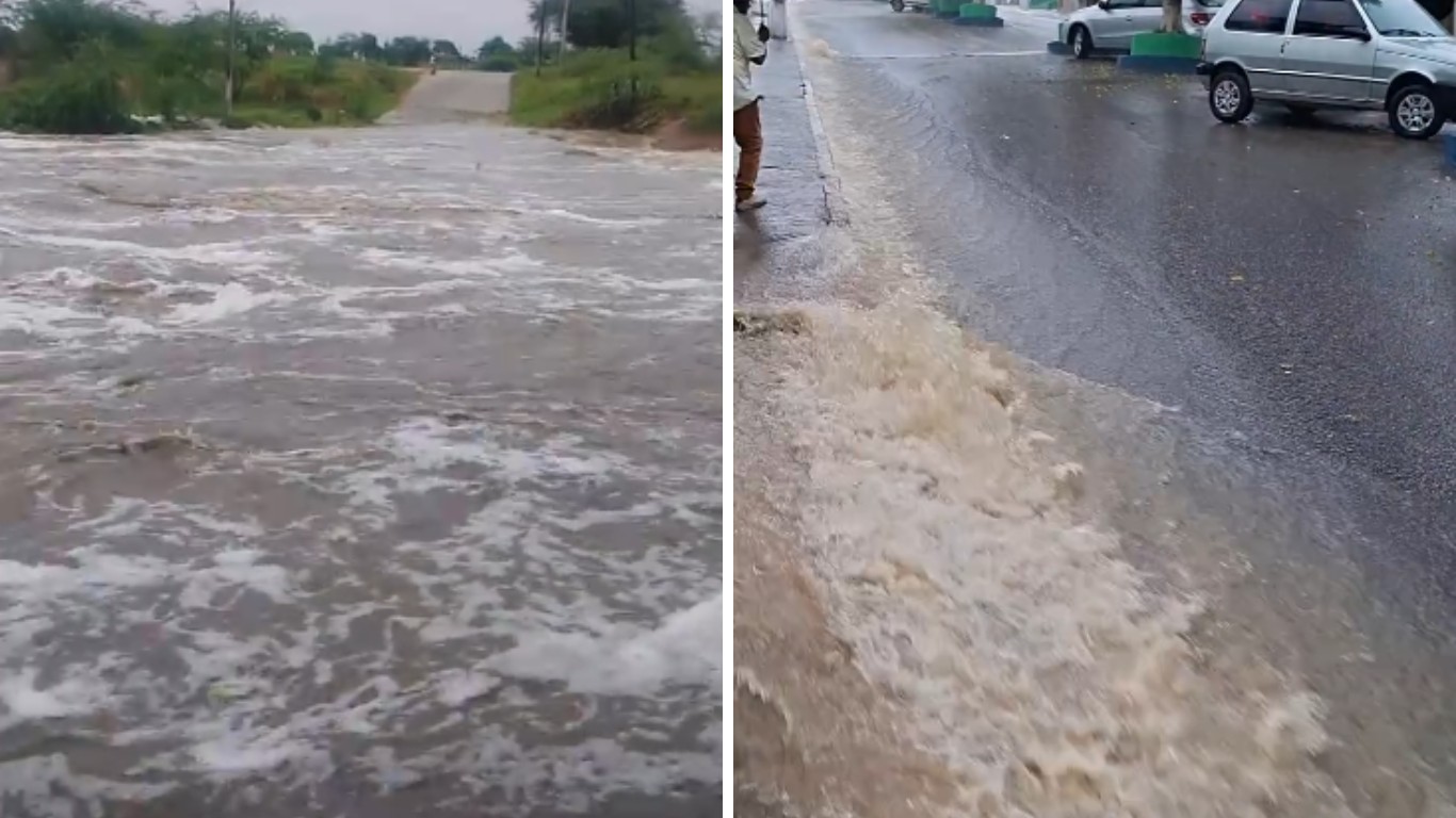 Chuvas alagam vias e surpreende moradores no interior de PE; VÍDEO