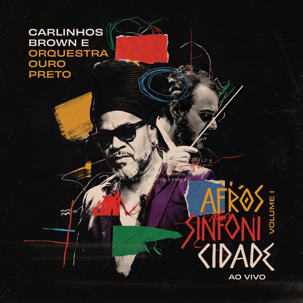 Capa do álbum 'Afrossinfonicidade ao vivo – Volume I', de Carlinhos Brown e Orquestra Ouro Preto — Foto: Divulgação