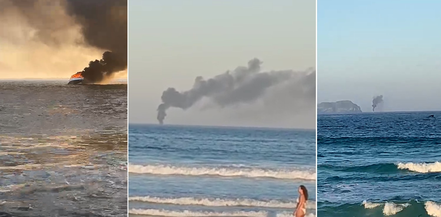 Lancha pega fogo e vítimas se jogam no mar de Cabo Frio; há uma semana explosão deixou 6 em estado grave