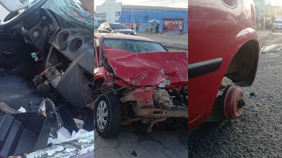 Motorista fica ferido em acidente na Estrada de Ribamar e carro &eacute; depenado por criminosos &mdash; Foto: Juv&ecirc;ncio Martins/TV Mirante