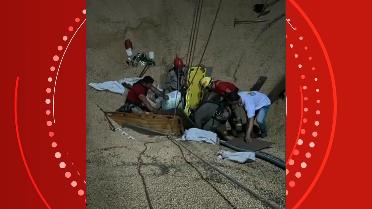 Trabalhador é resgatado após ficar soterrado por 9 horas dentro de silo, em Marilândia do Sul