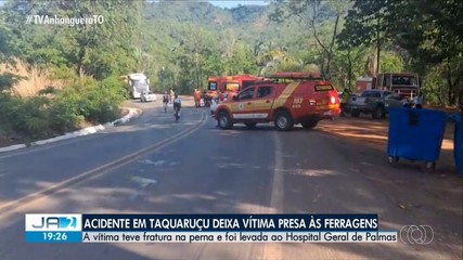 Acidente em Taquaruçu deixa vítima presa às ferragens