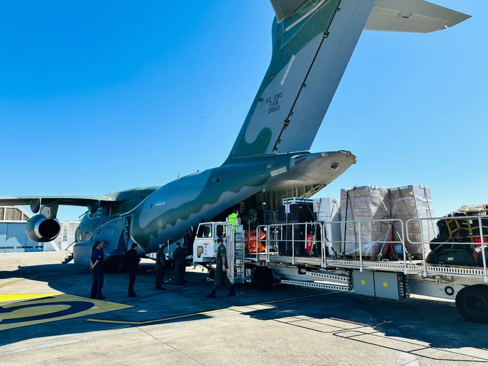 Ajuda humanitária sendo enviada pelo governo brasileiro à Venezuela — Foto: Força Aérea Brasileira (FAB)