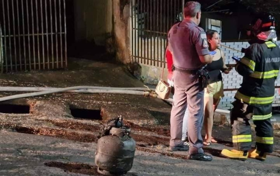 Vazamento de gás teria provocado incêndio em Piraju (SP) — Foto: Repórter na Rua/ Reprodução