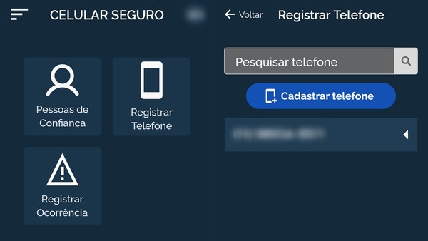 Versão do Celular Seguro para Android — Foto: Reprodução