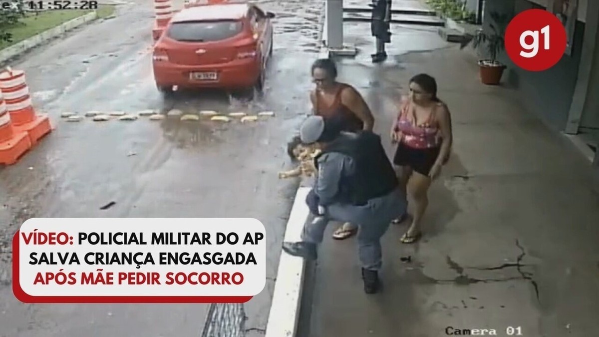 VÍDEO: policial militar do AP salva criança engasgada após mãe pedir socorro  