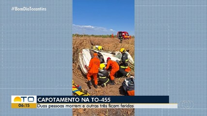 Duas pessoas morreram e três ficaram feridas em acidente na TO-455