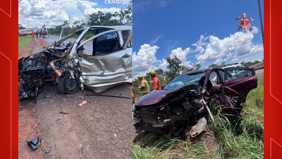 Acidente de trânsito deixa uma pessoa morta e três feridas em Planaltina, no DF — Foto: CBMDF/Divulgação