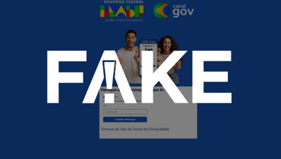 É #FAKE página que simula site do governo federal e promete saque de R$ 7 mil — Foto: Reprodução