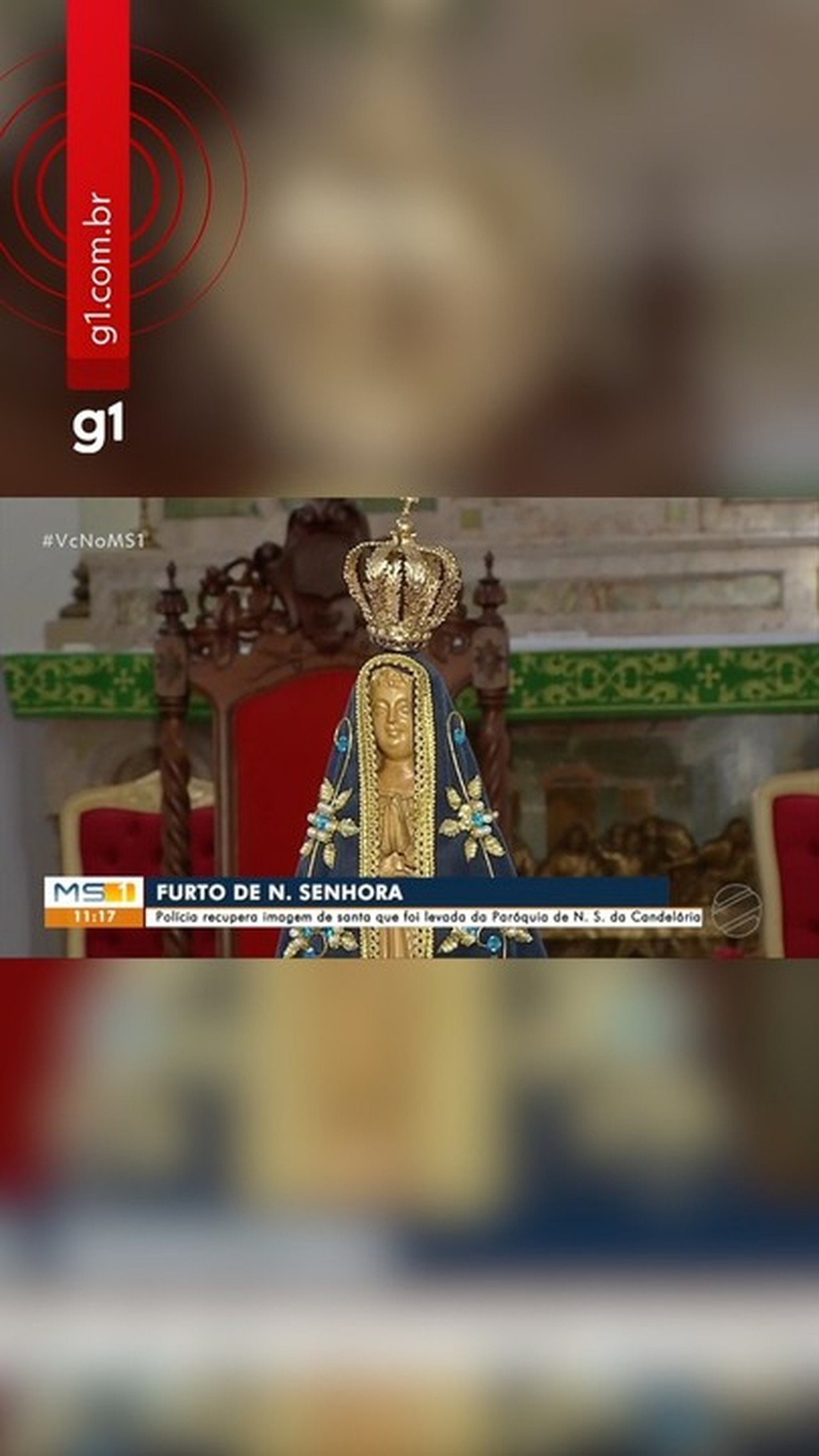 Homem furta imagem de Nossa Senhora Aparecida de igreja e esconde peça em cemitério
