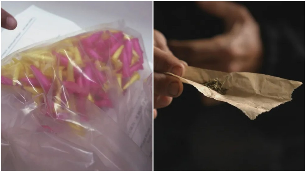 K2, K4, K9, Spice ou Space: droga sintética é vendida na forma de erva seca ou borrifada em papel — Foto: TV Globo/Reprodução