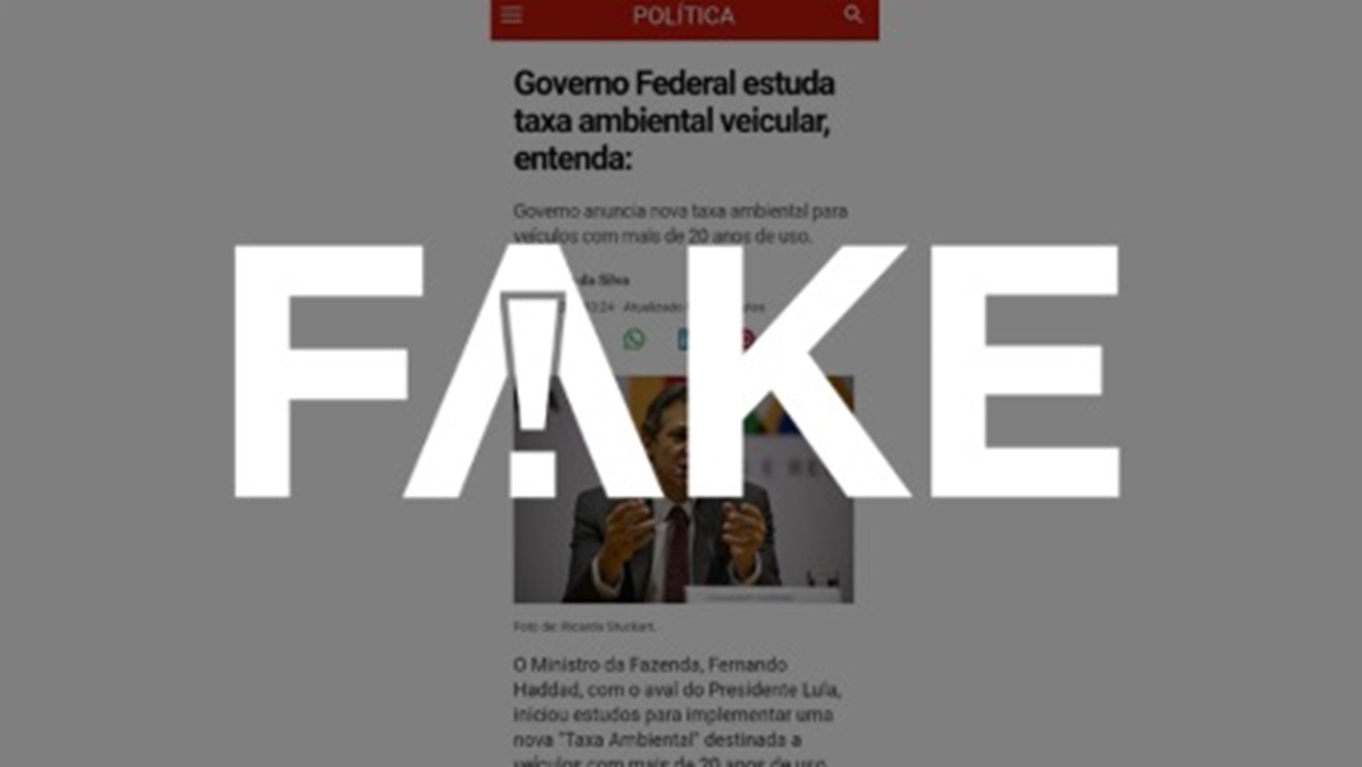 É #FAKE que o governo federal estuda taxa ambiental veicular