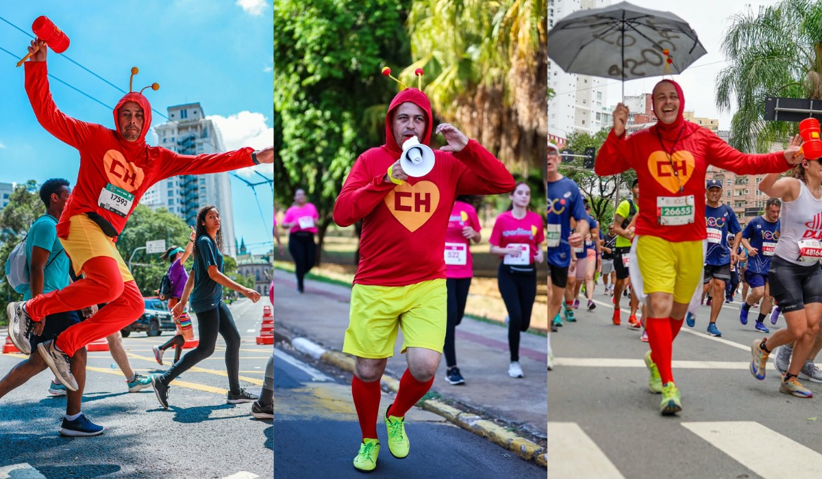 Com gorro, antenas e marreta, 'Chapolin Prudentino' leva humor e incentivo às corridas no interior de SP