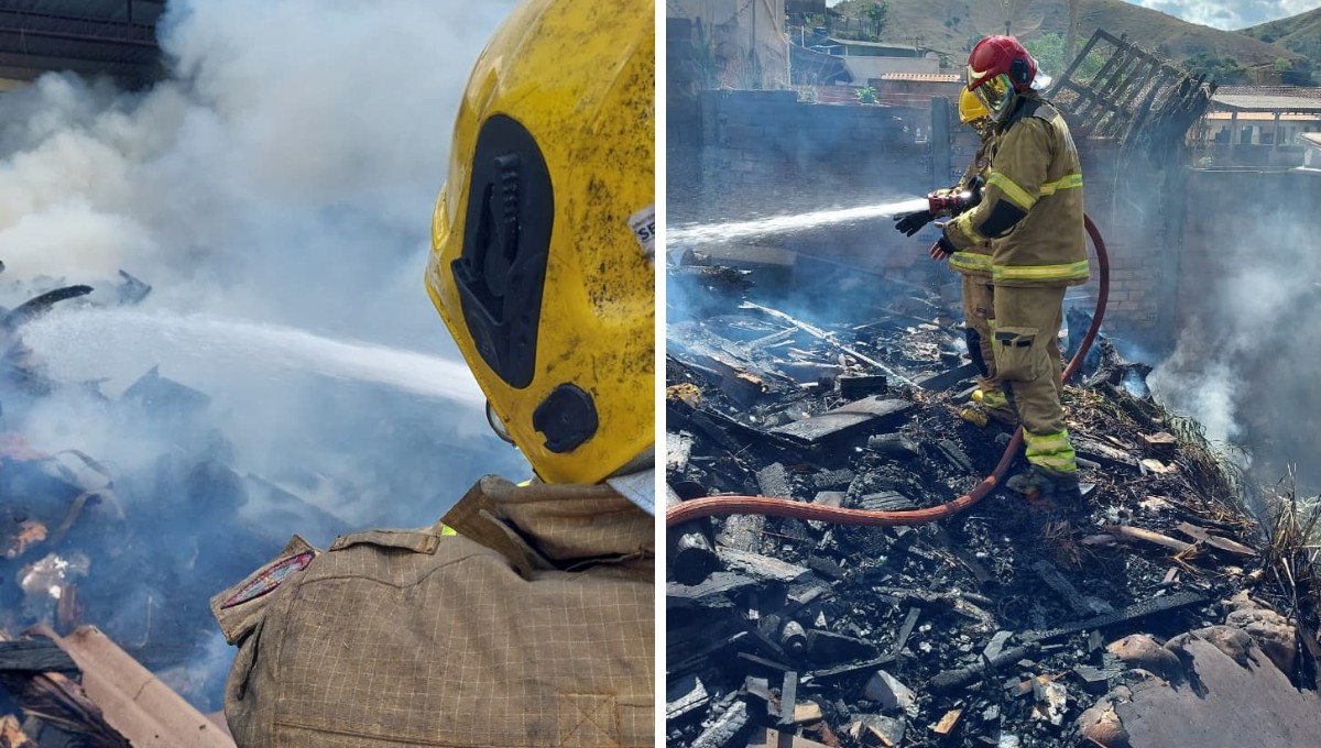 Entulho acumulado provoca incêndio que destrói parte de casa em Coronel Fabriciano