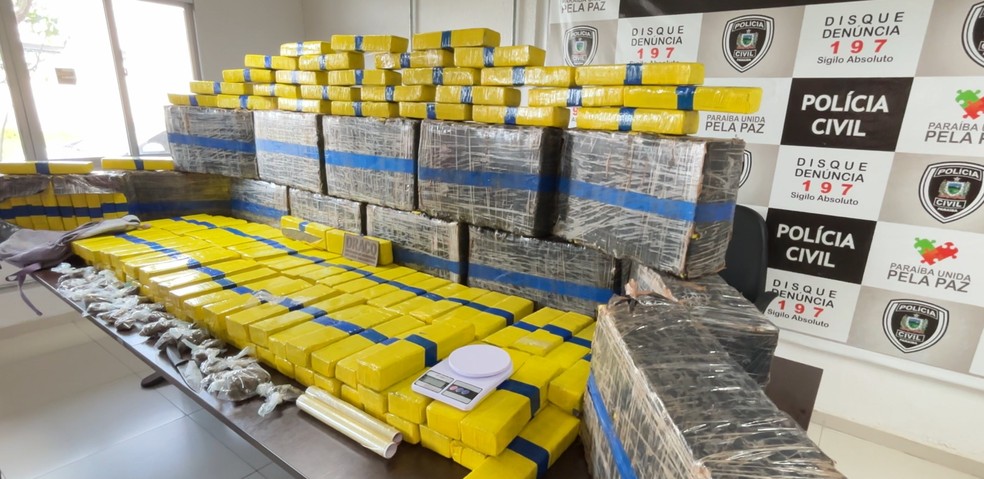 Meia tonelada de maconha para o tráfico é apreendida pela polícia em João Pessoa e duas pessoas são presas — Foto: Flávio Fernandes/TV Cabo Branco