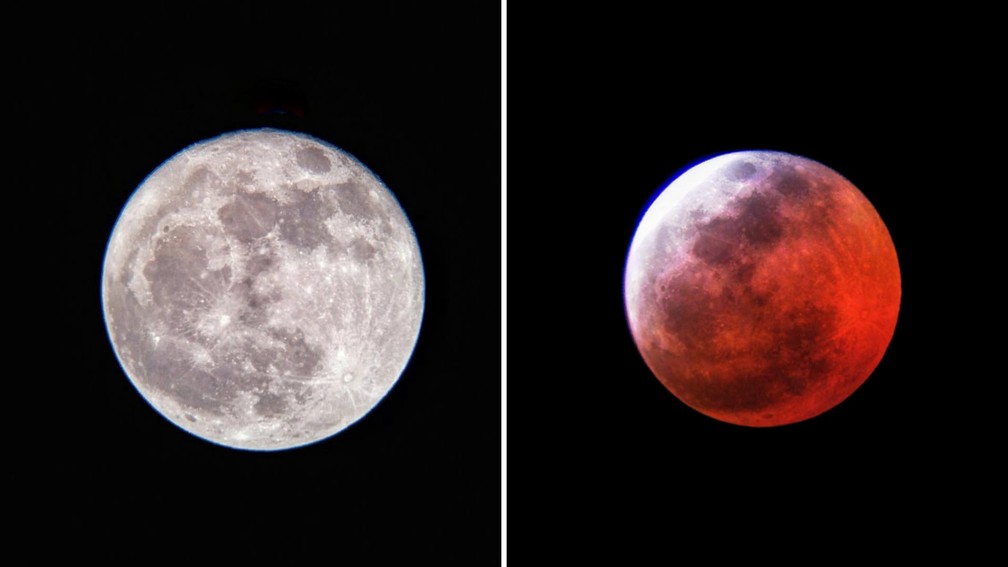 Astrônomo amador, Jefferson Mazzoni também registrou a fase inicial e o auge do eclipse total da Lua em Rio Preto (SP) — Foto: Jefferson Mazzoni/Arquivo pessoal