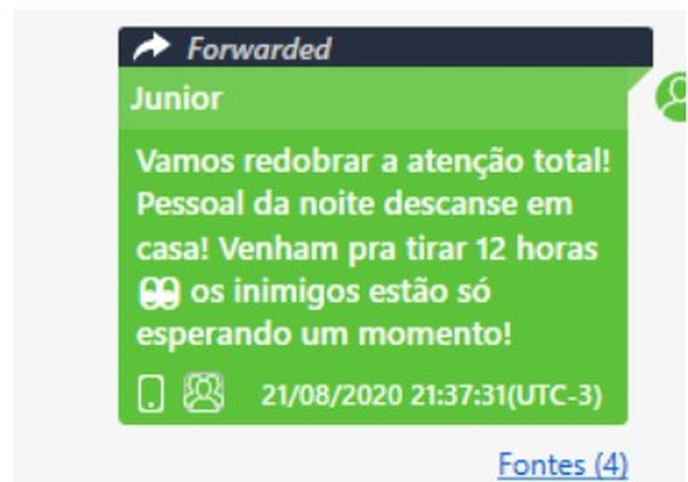 Grupo de troca de mensagens dos seguranças de Rogério Andrade foi batizado de Vampiros — Foto: Arquivo pessoal