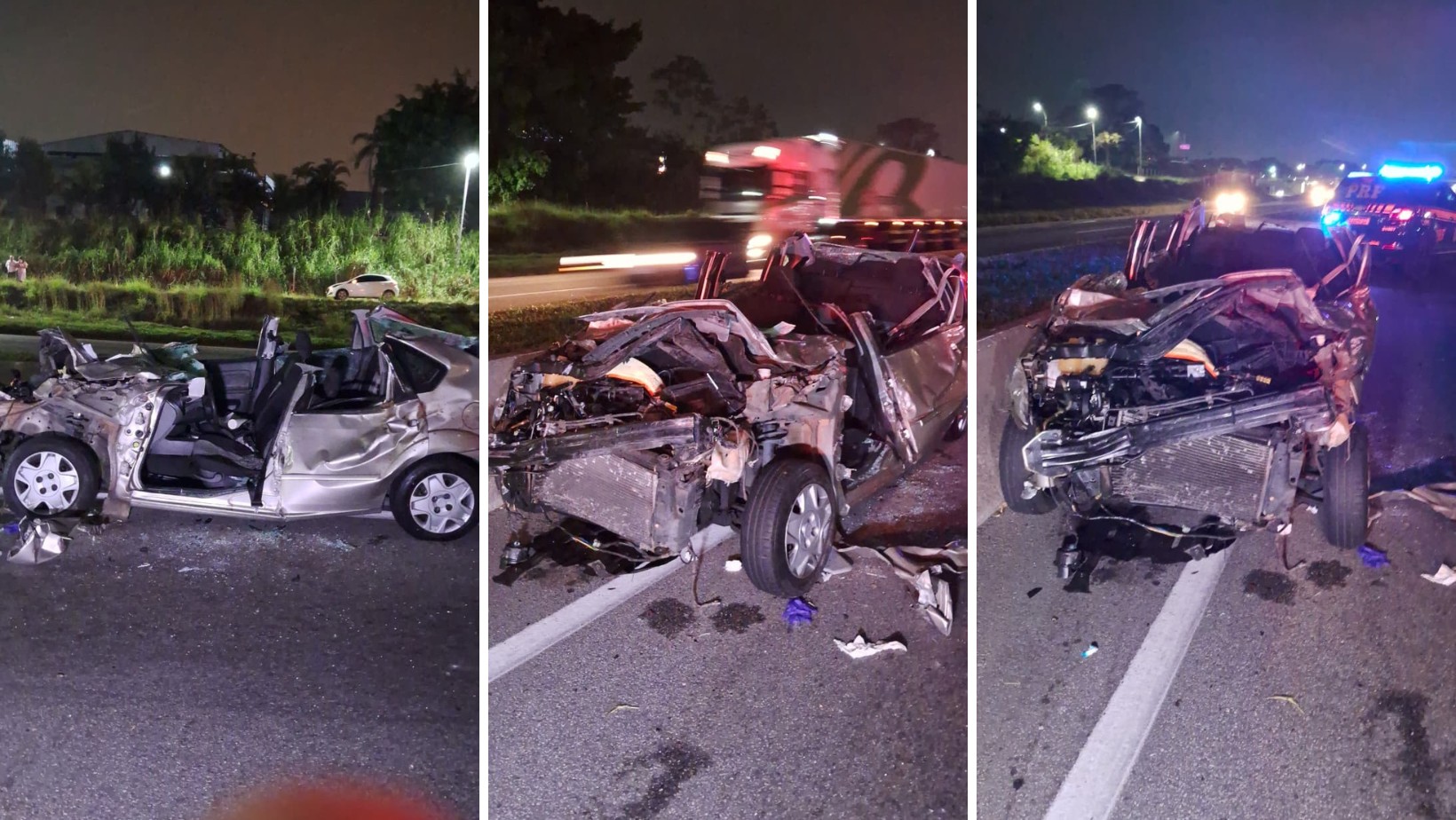 Três pessoas morrem após carro invadir pista contrária na Dutra e bater de frente com outro carro, em São José dos Campos
