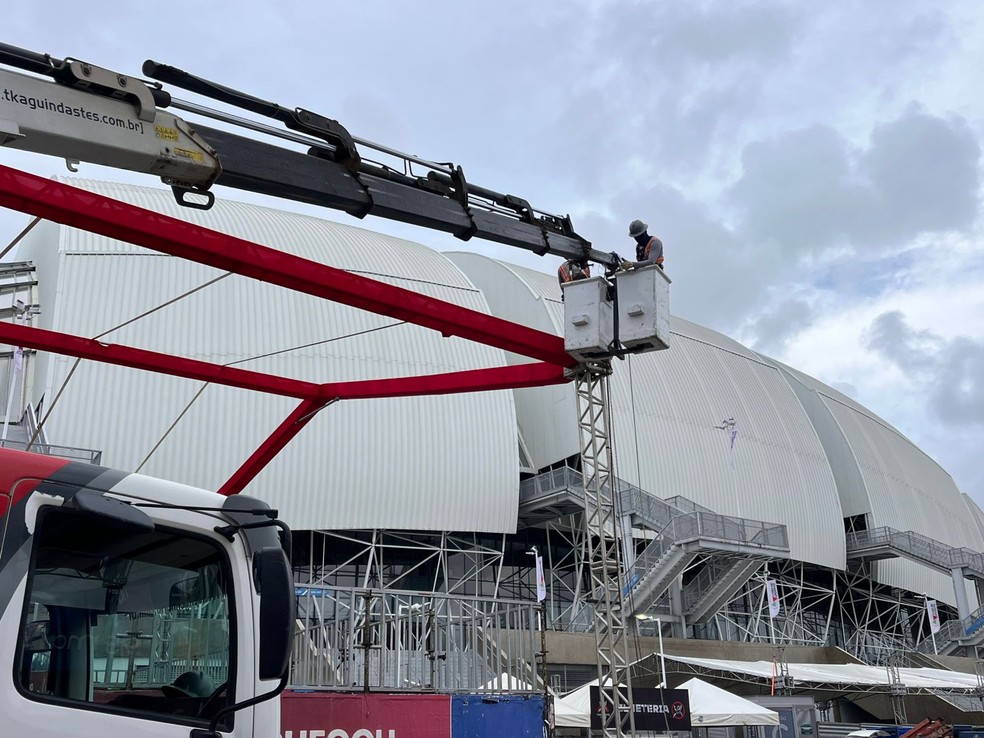 Órgãos fiscalizadores realizam vistoria na estrutura do Carnatal — Foto: Vinicius Marinho/Inter TV Cabugi