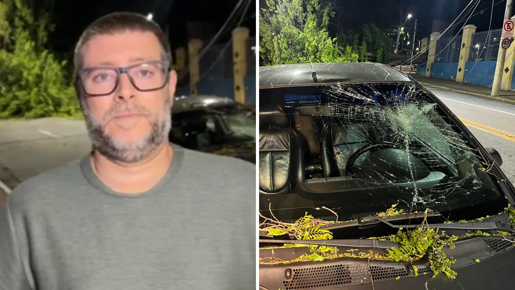 'Acelerei para salvar minha família', diz motorista que teve carro atingido por árvore de grande porte em São José