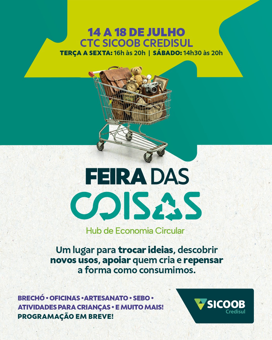 Feira das Coisas leva economia circular ao CTC Sicoob Credisul