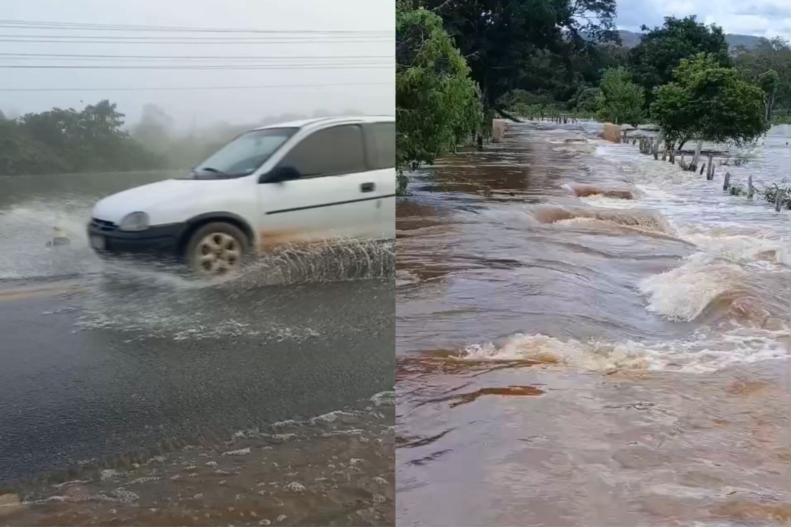 Estradas alagam após cheia do Rio Gurguéia em cidade no Sul do Piauí