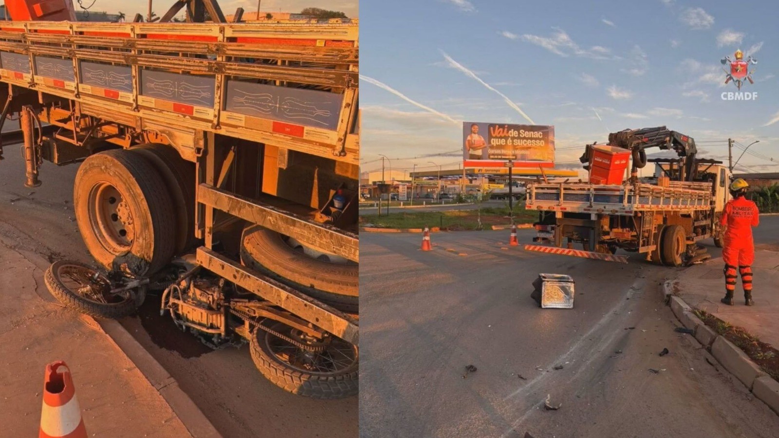Motociclista morre após colisão com caminhão na marginal da Estrutural 